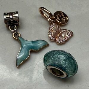 Mermaid Whale Butterfly Charms for Bracelet Green Rose Gold